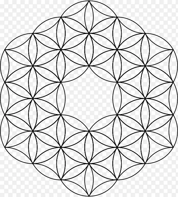 重叠圆网格神圣几何符号Metatron的立方体符号