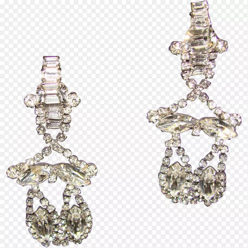 耳环，珠宝首饰，仿制宝石和钻石，银-银