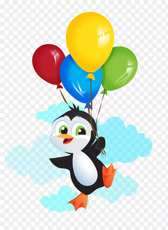 企鹅气球鸟夹艺术-企鹅