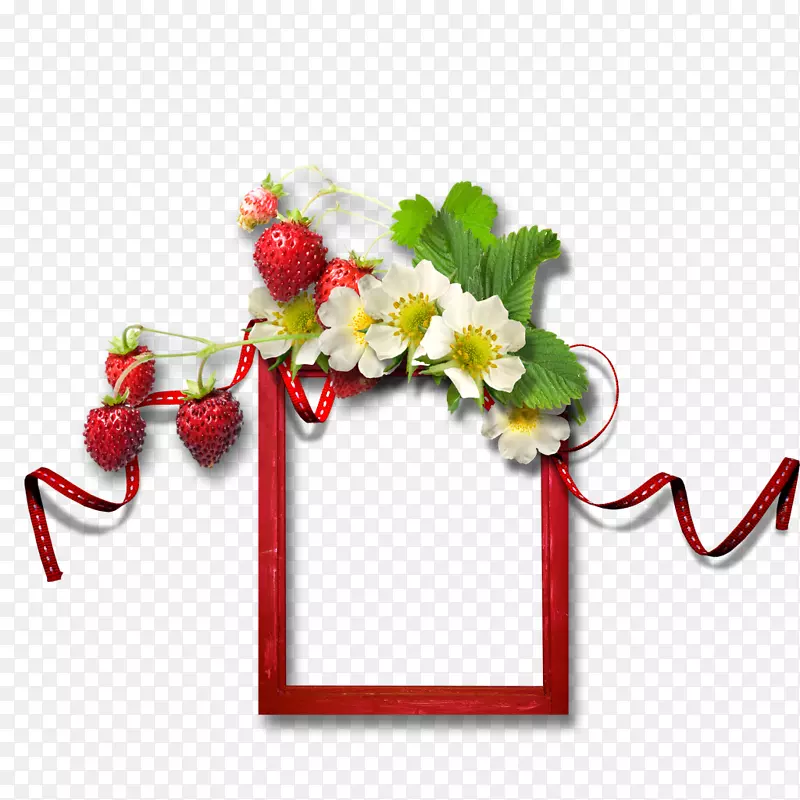 麝香草莓花卉设计水果剪贴画-草莓