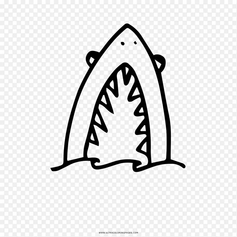 鲨鱼攻击画黑白着色书-鲨鱼
