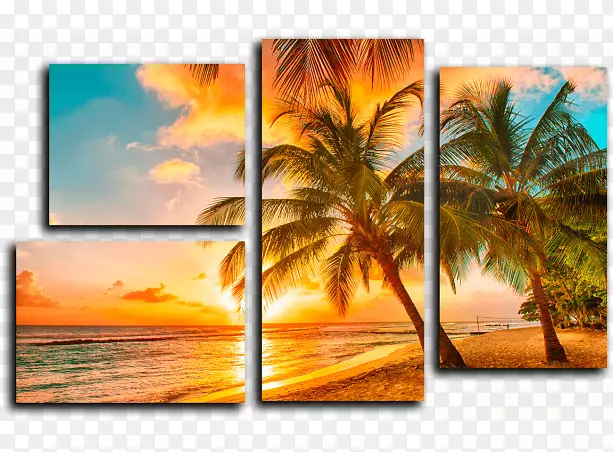 日落海滩热带岛屿度假村壁纸-沙滩