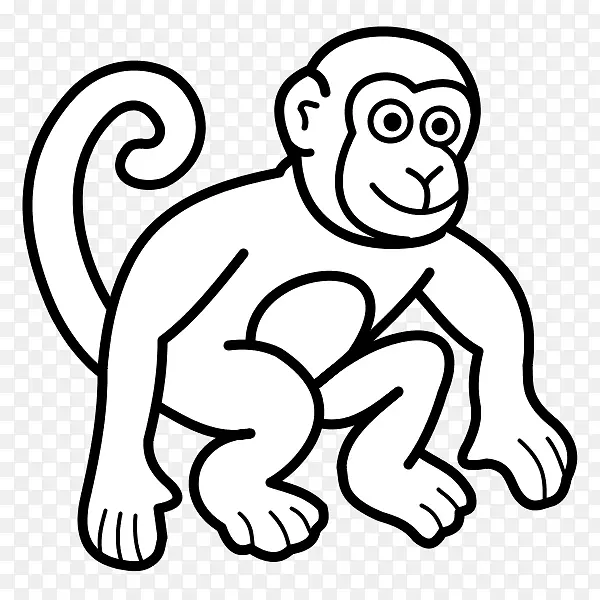 着色书猴画儿童猴子