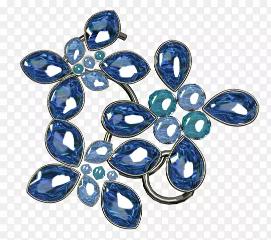 蓝宝石耳环胸针体饰.蓝宝石