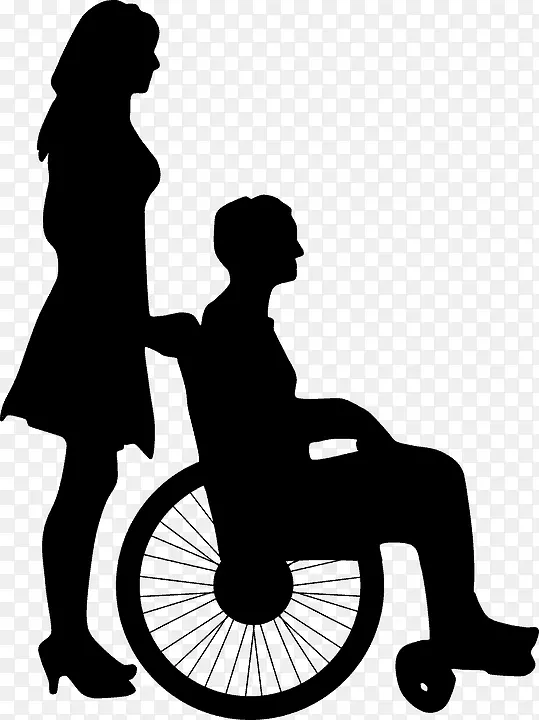 轮椅残疾老年剪贴画-轮椅