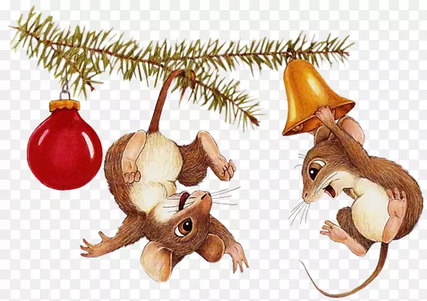 圣诞老鼠礼品剪贴画-圣诞节