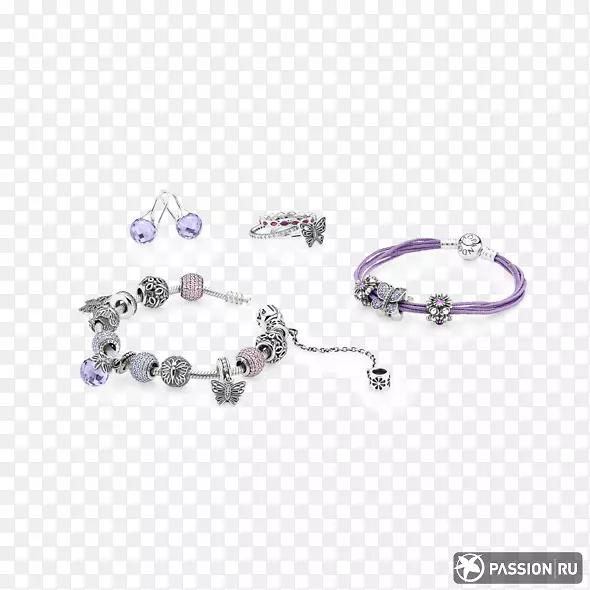 魅力手镯紫水晶潘多拉魅力和吊坠-珠宝
