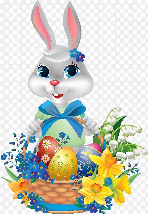 复活节兔子篮子剪贴画-复活节