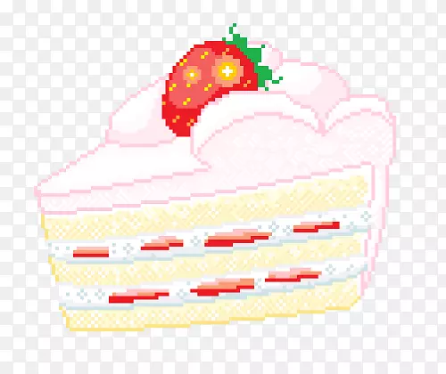 草莓奶油蛋糕食品像素艺术蛋糕