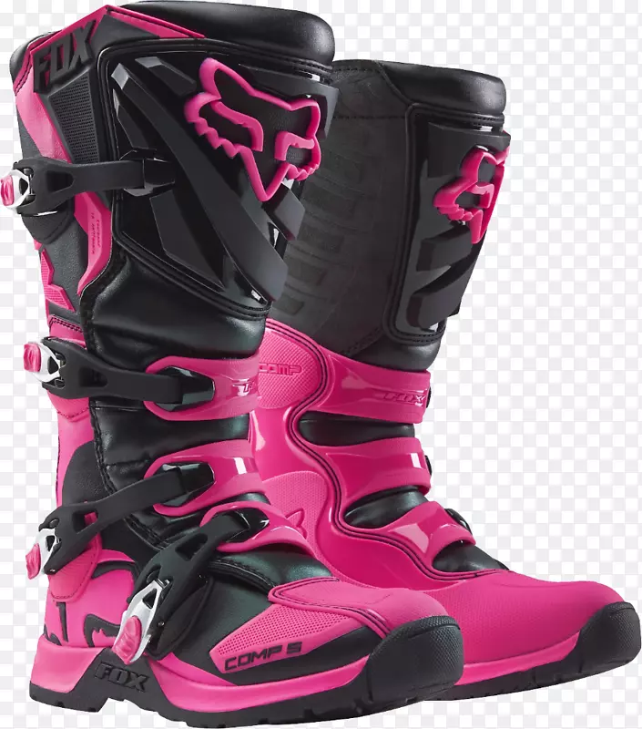 福克斯赛车摩托车靴粉红色鞋
