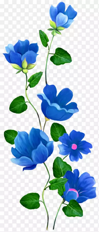水彩画花蓝色玫瑰边花-花
