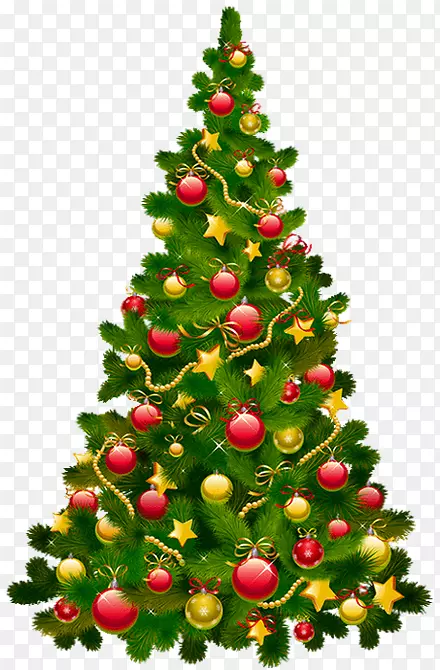 彩虹灯圣诞树装饰剪贴画-圣诞树