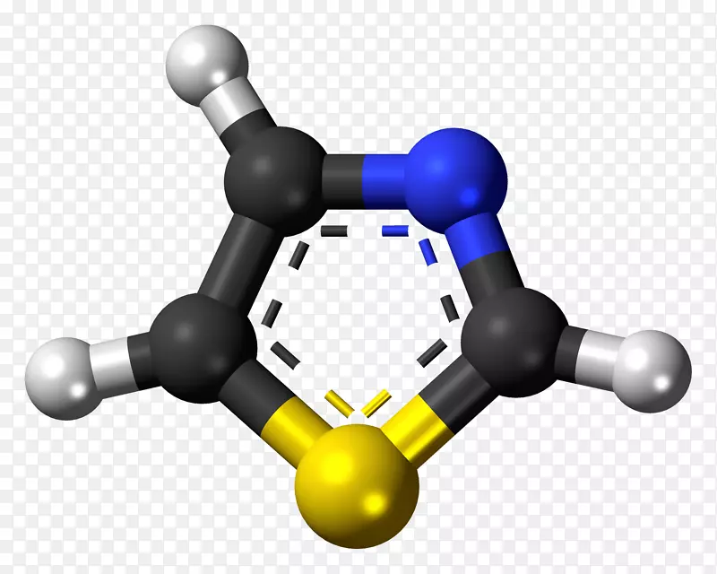 吡唑球棒模型杂环化合物分子噻唑