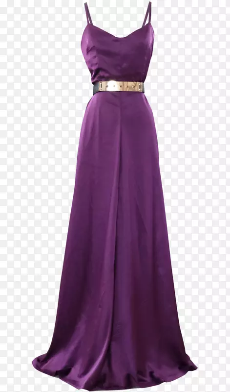 紫缎礼服鸡尾酒裙-紫色