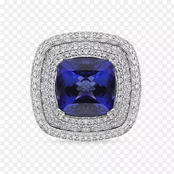 蓝宝石戒指，坦赞尼体珠宝，钻石-蓝宝石