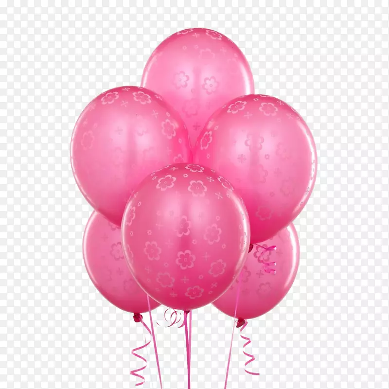 气球生日花束粉红色花朵-粉红色气球