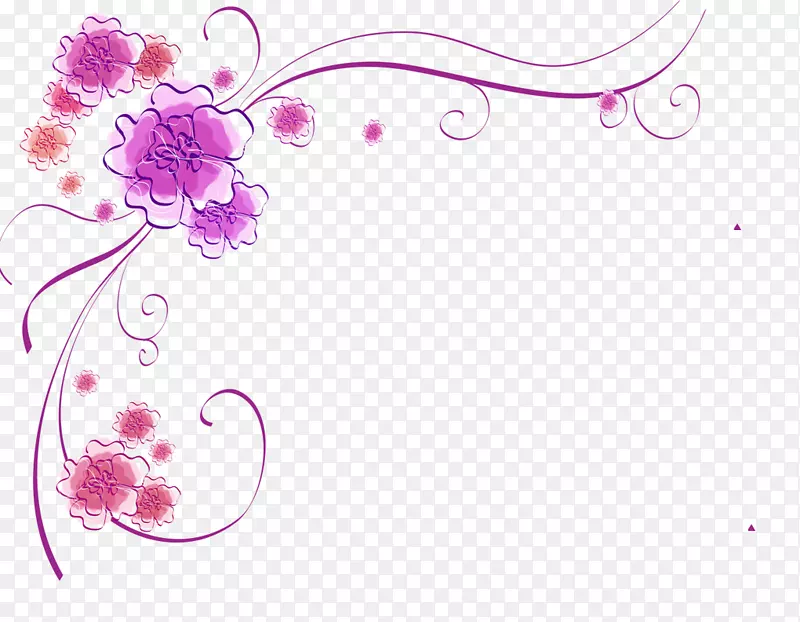 花紫剪贴画-花边