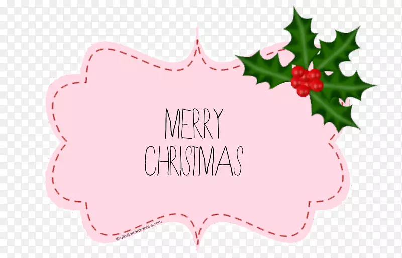 圣诞装饰叶粉红色m字体-圣诞快乐