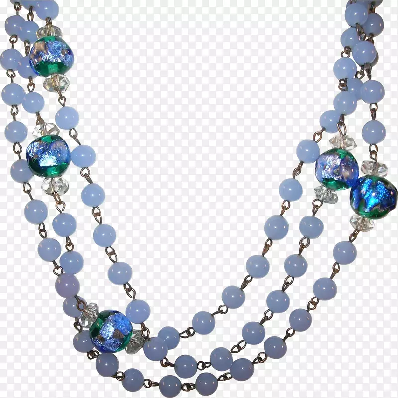 蓝绿色珠项链威尼斯玻璃身形珠宝珠子