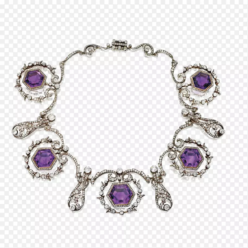 英国珠宝紫水晶头饰项链-珠宝