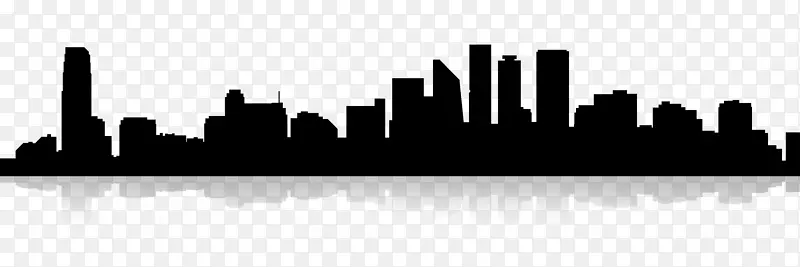 城市：天际线剪影剪贴画-城市剪影