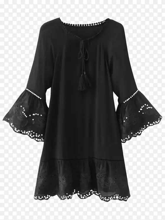 小黑裙袖H&m时尚连衣裙