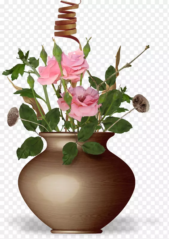 花园玫瑰花瓶画花瓶