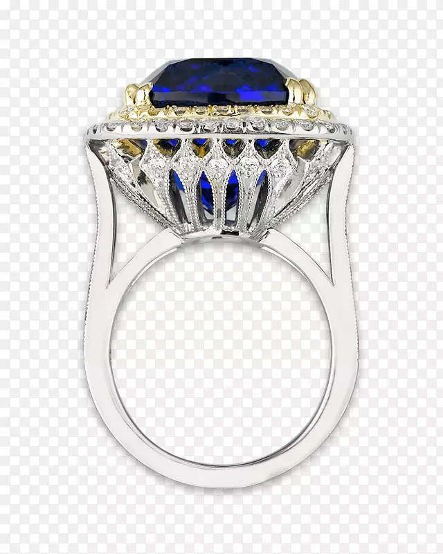 蓝宝石钽锌矿戒指钻石克拉蓝宝石