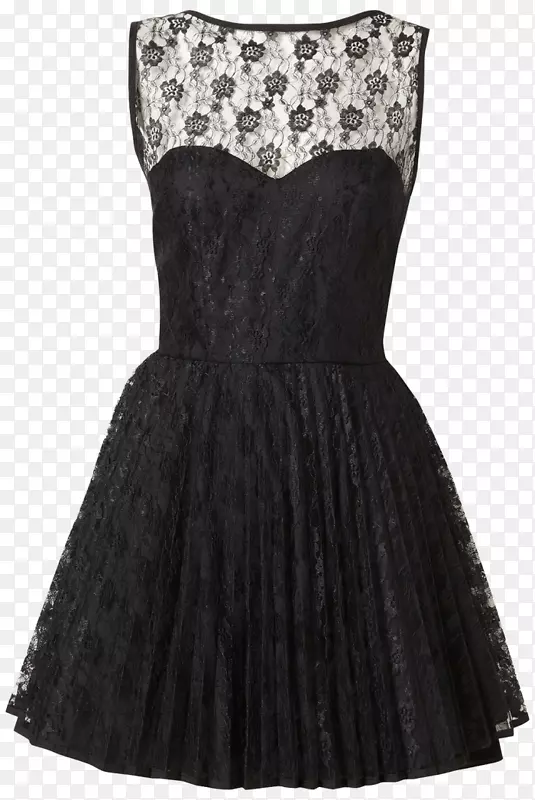 小黑连衣裙花边时尚袖裙