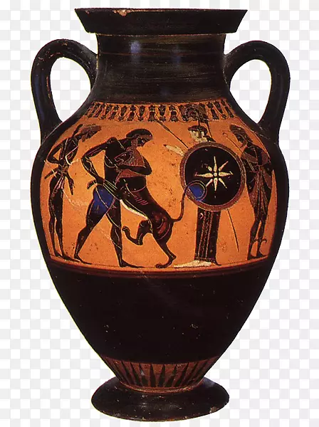 赫拉克勒斯古希腊尼米安狮子黑色陶器花瓶