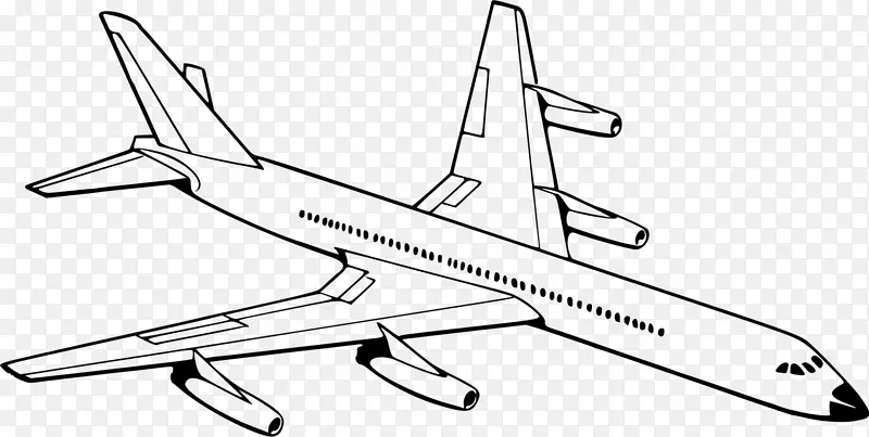 飞机绘制黑白剪贴画.飞机