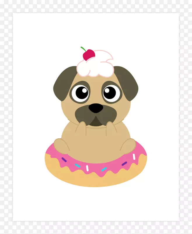小狗甜甜圈，帕格咖啡和甜甜圈夹艺术-小狗