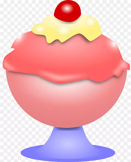 冰淇淋圆锥形圣代草莓冰淇淋-冰淇淋