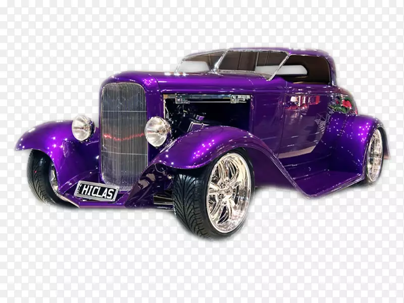 古董车，老式车，紫色车