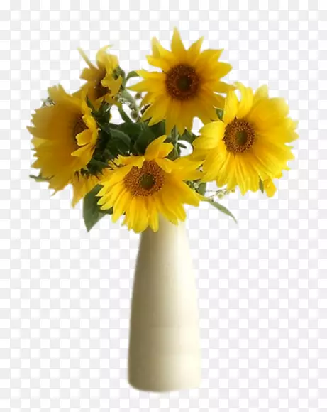 带十二朵向日葵的花瓶画花设计.花瓶