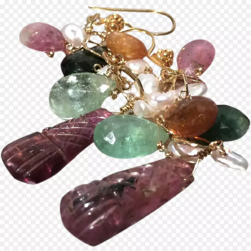 紫水晶耳环电气石水晶珠宝首饰
