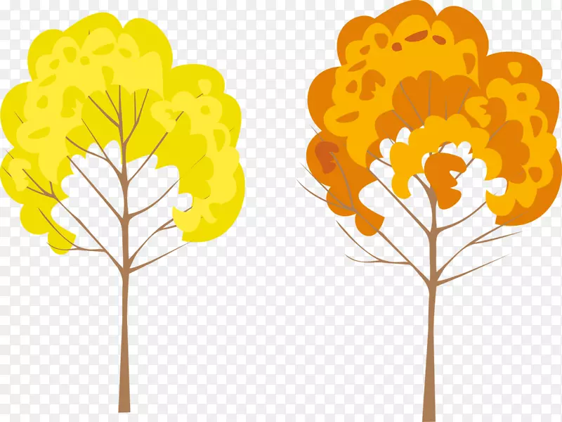树枝黄色剪贴画-树