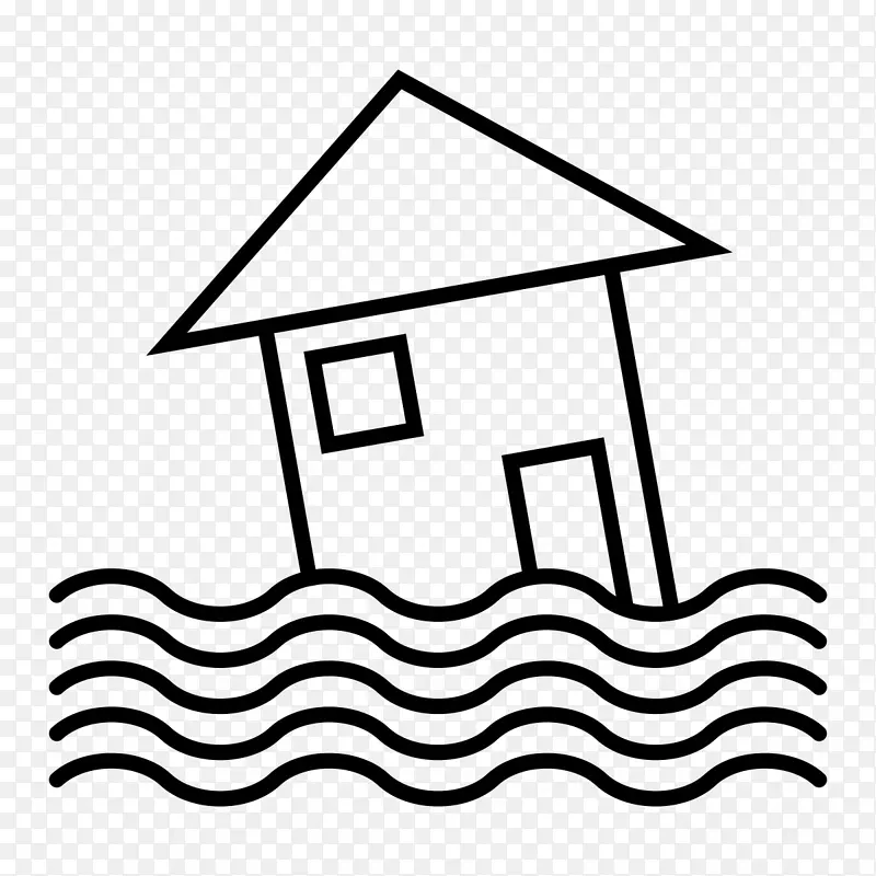洪水黑白自然灾害业务连续性规划剪贴画