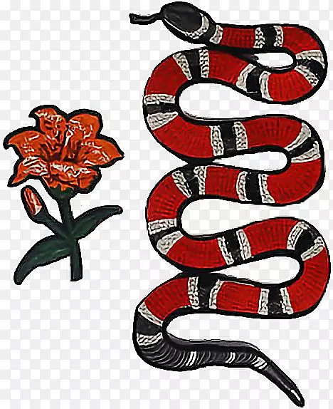 Gucci刺绣斑蛇服装图案-蛇