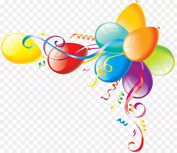 生日派对气球彩带剪贴画-生日