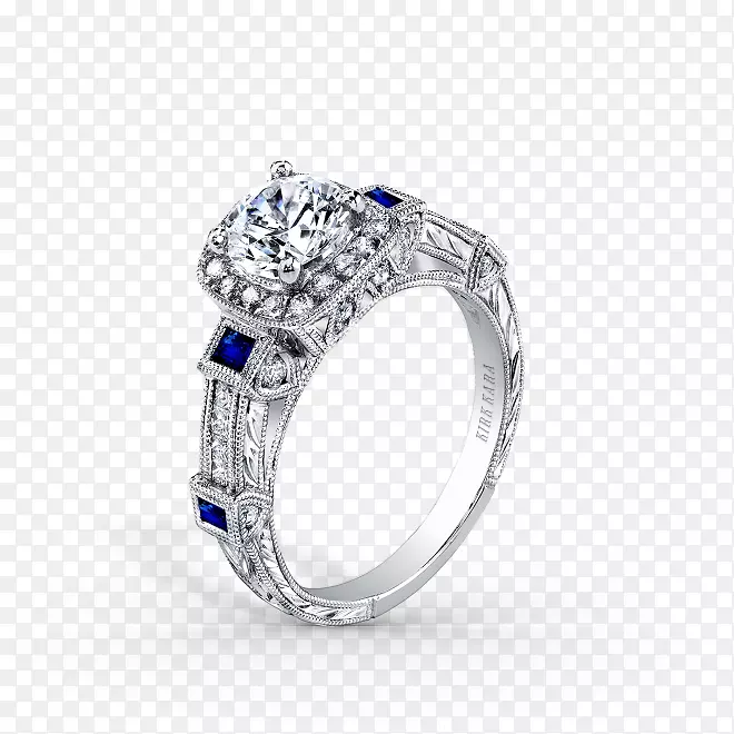 蓝宝石结婚戒指钻石订婚戒指蓝宝石