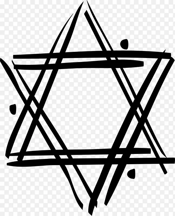 大卫犹太教明星六角剪贴画-犹太教