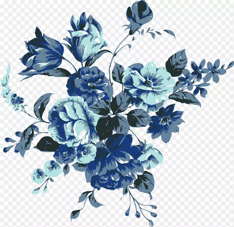 蓝花卉设计-花