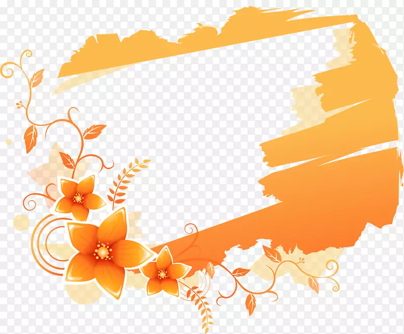 橙色花卉剪贴画-橙色