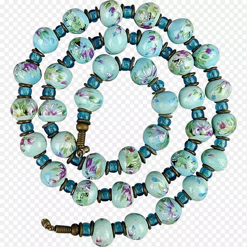 青绿色珠子手镯体饰.珠宝
