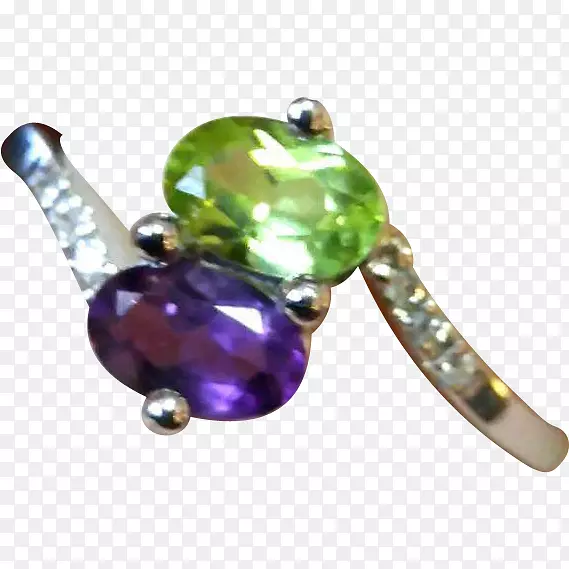 紫水晶戒指橄榄钻石珠宝戒指