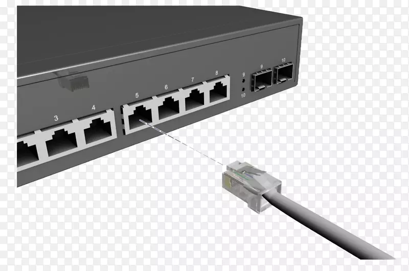 通过以太网集线器连接的网络交换机电缆管理电源
