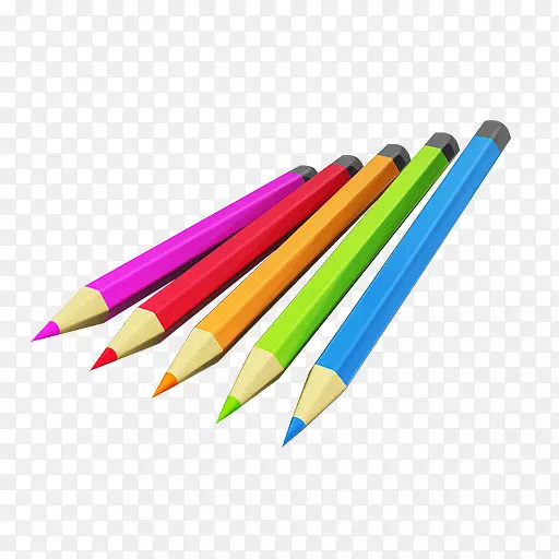 彩色铅笔3D计算机图形.铅笔