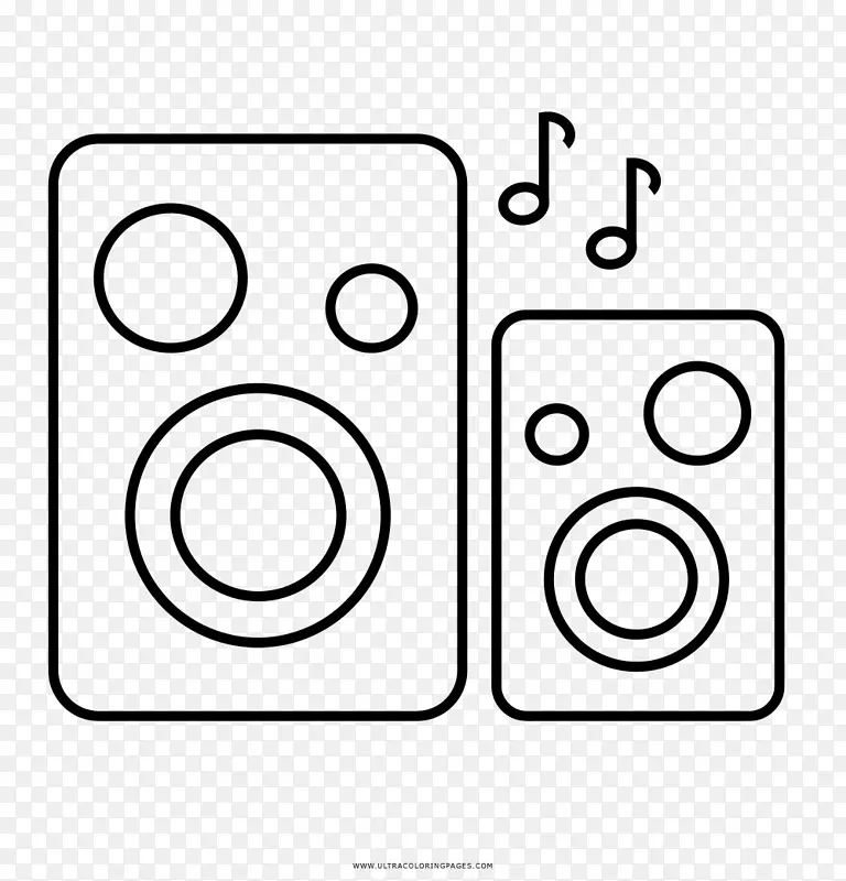 画法扬声器着色书黑白线画