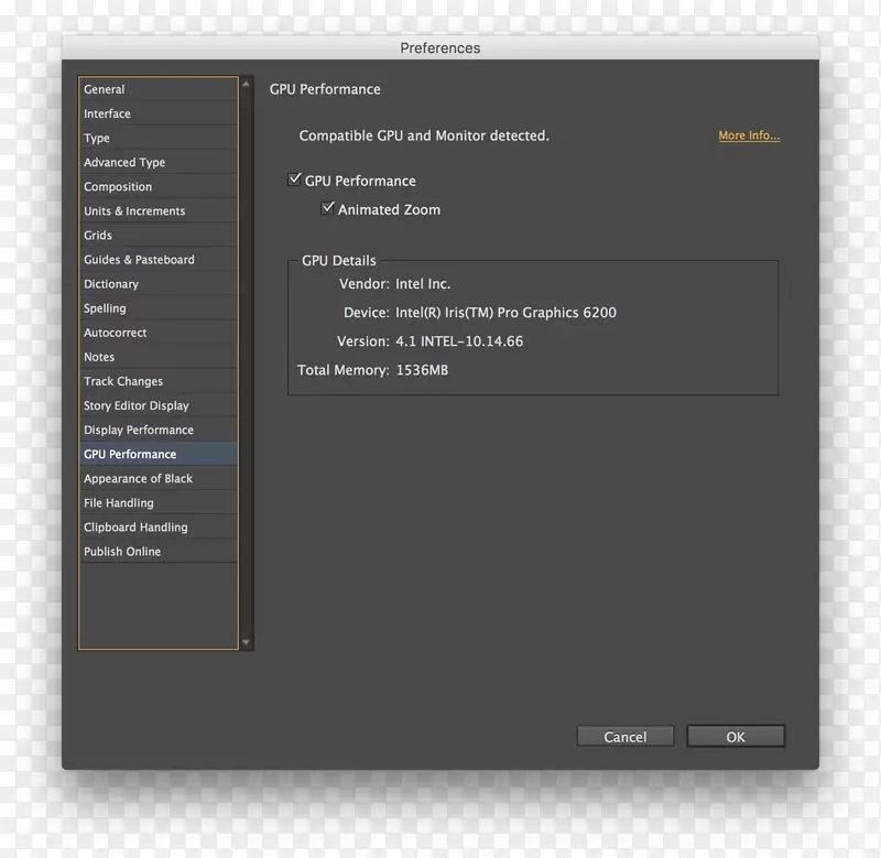 Adobe InDesign adobe Firere pro Document屏幕截图-性能